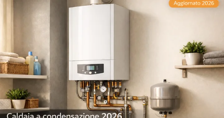 Caldaia a condensazione moderna installata in appartamento italiano - obbligo incentivi e convenienza 2026