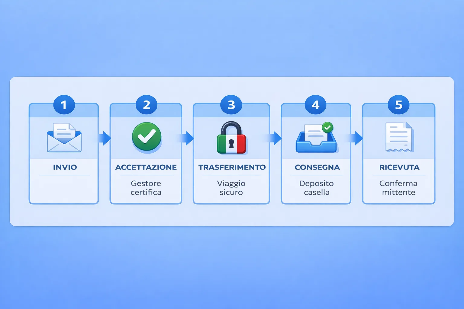 Come funziona tecnicamente la PEC: processo in 5 step dall'invio alla ricevuta