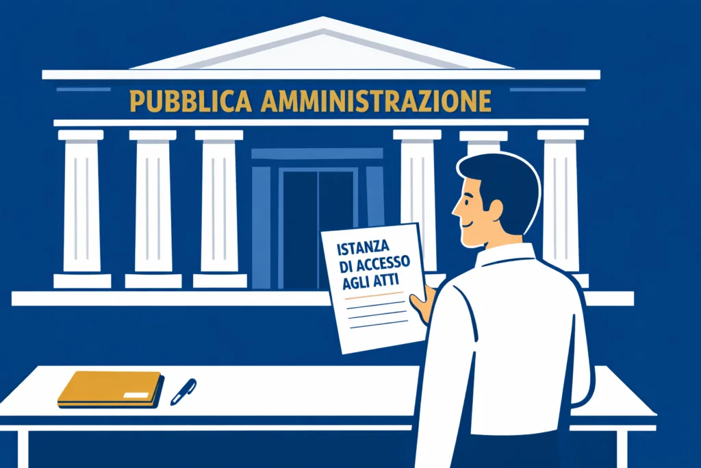 Cittadino che presenta una richiesta di accesso agli atti allo sportello di un ente pubblico