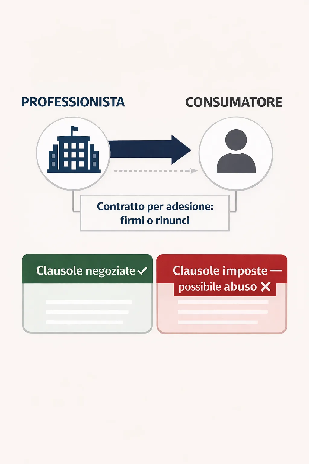 Schema della disparità contrattuale tra professionista e consumatore in un contratto per adesione