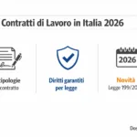 Infografica sulle tipologie di contratti di lavoro in Italia nel 2026 con diritti e novità normative