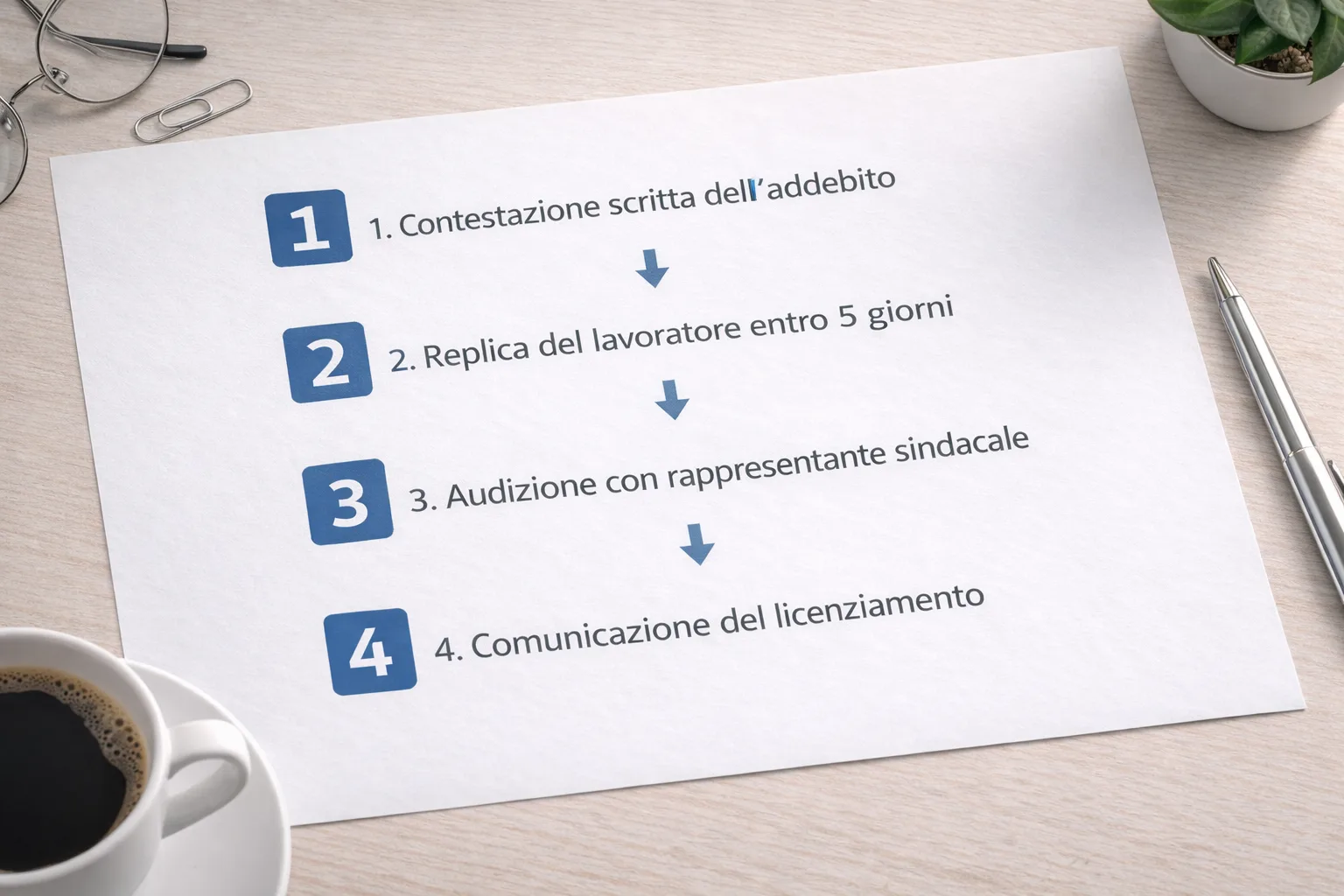 Diagramma del procedimento disciplinare per licenziamento