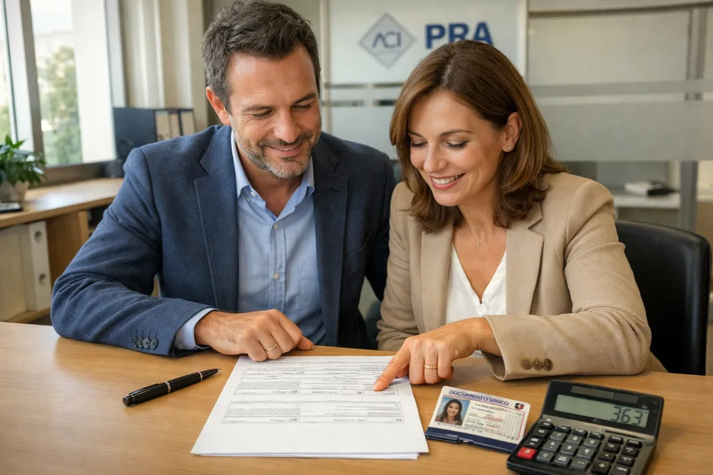 Coppia che firma il passaggio di proprietà auto presso uno sportello ACI nel 2026