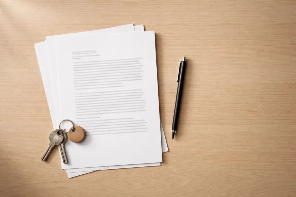 visura catastale e ipotecaria su scrivania con chiavi di casa