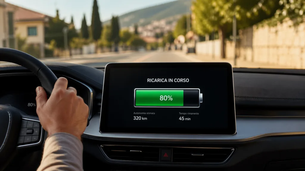 Indicatore di ricarica su cruscotto di auto elettrica, bollo auto agevolazioni 2026