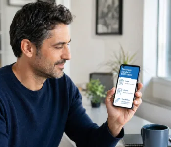 Cittadino che accede al fascicolo sanitario elettronico da smartphone