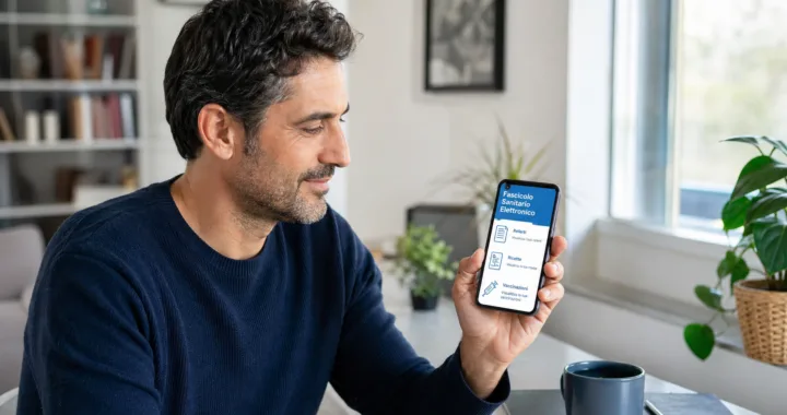 Cittadino che accede al fascicolo sanitario elettronico da smartphone