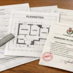 Documenti catastali e urbanistici su scrivania per verifica conformità immobile
