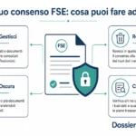 Infografica sul consenso al Fascicolo Sanitario Elettronico: gestione, revoca e accesso ai dati sanitari in Italia nel 2026
