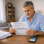 Persona che legge il foglio informativo di un conto corrente