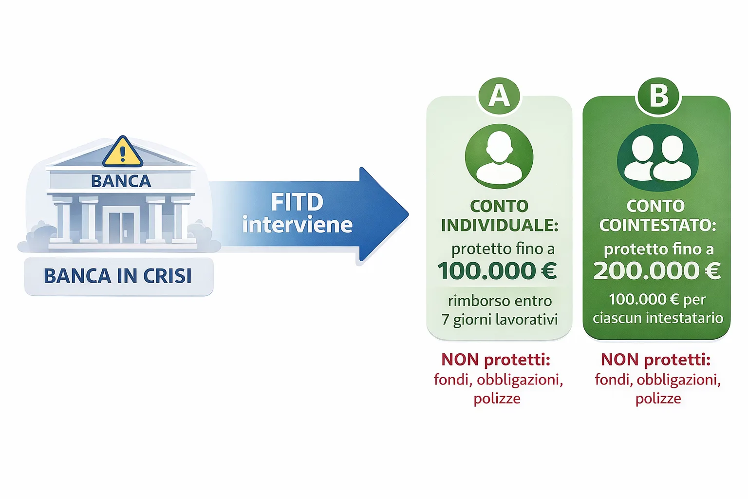 Grafico con le soglie di rimborso del Fondo Interbancario di Tutela dei Depositi FITD