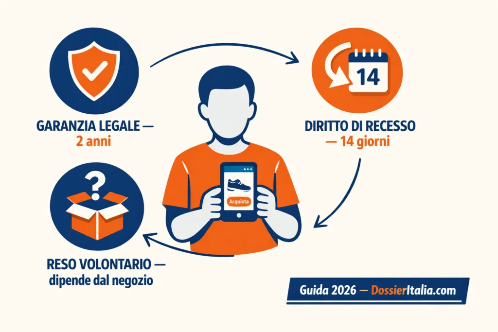 Guida 2026 garanzie e resi: differenza tra garanzia legale, diritto di recesso e reso volontario