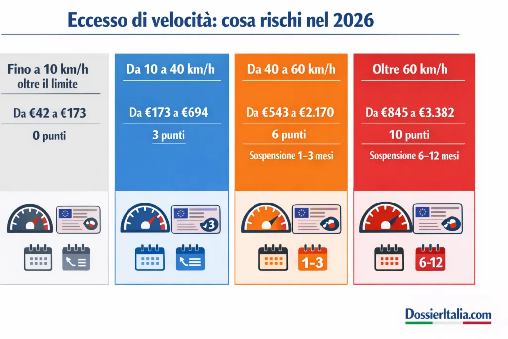 Infografica sanzioni eccesso di velocità Italia 2026