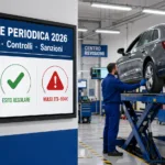 Tecnico esegue revisione periodica auto 2026 in officina autorizzata italiana