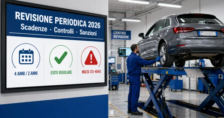 Tecnico esegue revisione periodica auto 2026 in officina autorizzata italiana