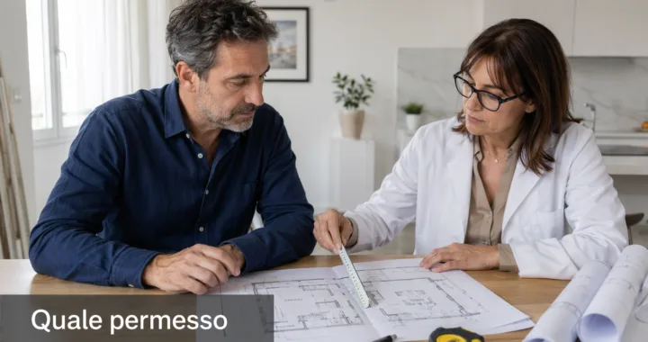 proprietario di casa e tecnico esaminano planimetrie per ristrutturazione bagno cucina