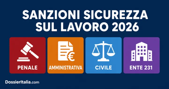 sanzioni sicurezza sul lavoro 2026 responsabilità penale civile amministrativa ente